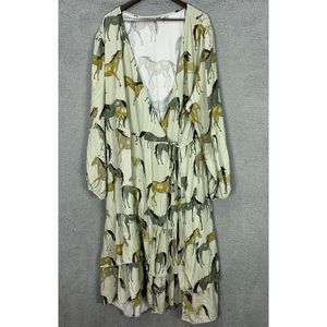 Knox Rose wrap dress womens 4X green horse equestrian ruffle pockets boho